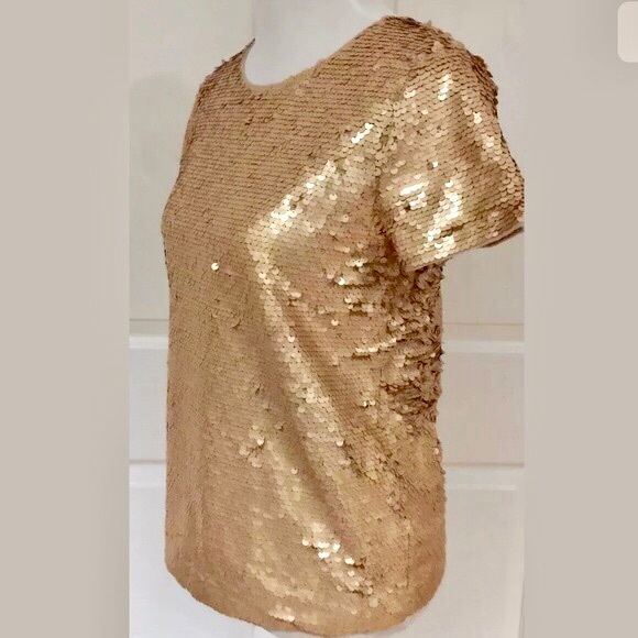J Crew Gold Sequin Top - Picture 2 of 4